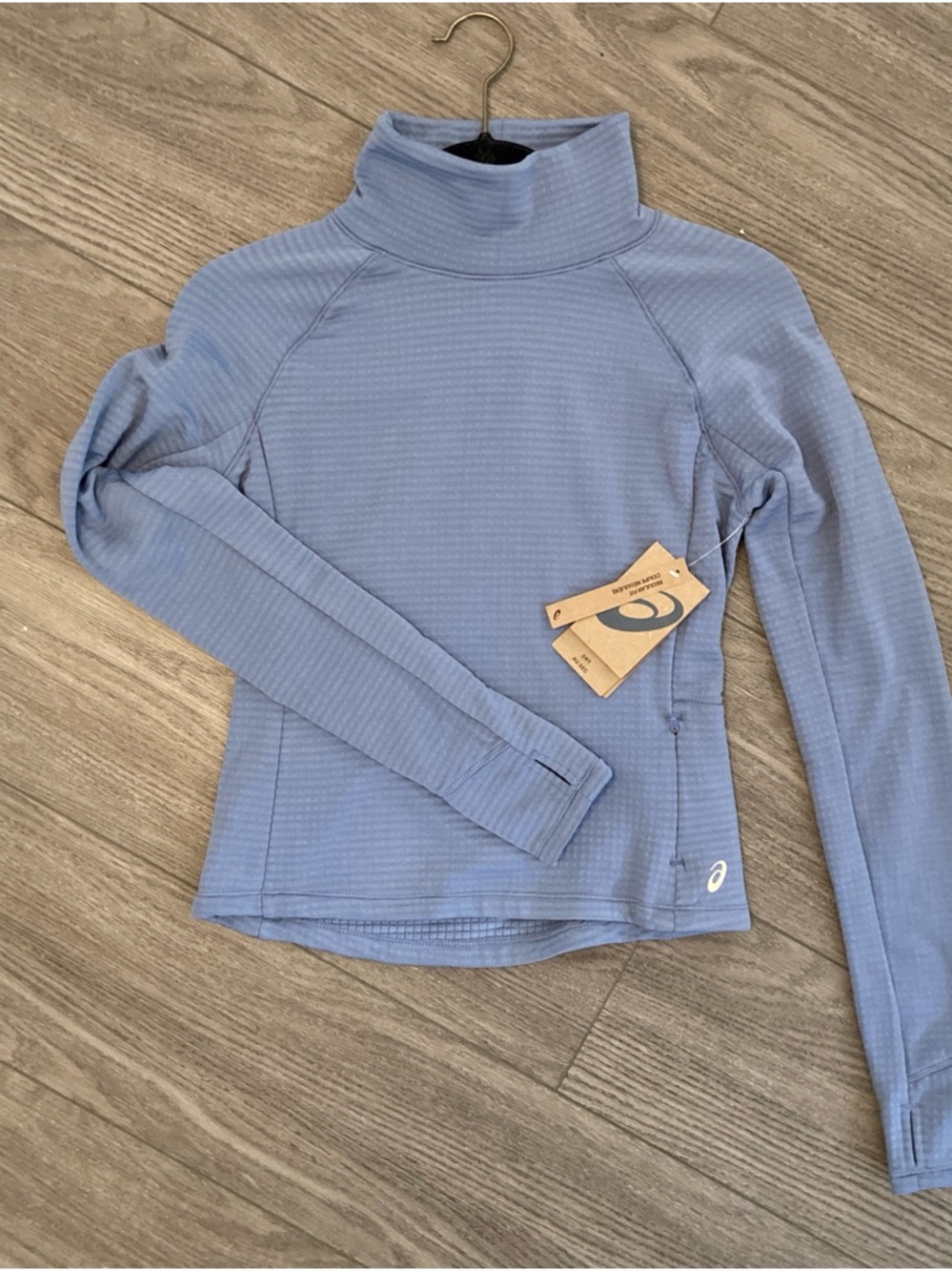 Asics Periwinkle/light blue Mock turtle neck long sleeve fleece performance top